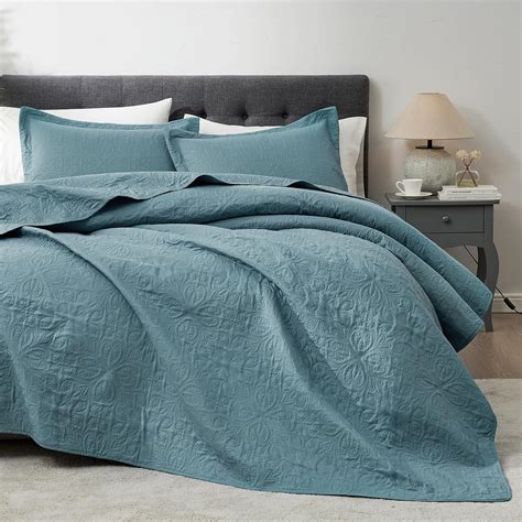 Amazon.com: Hansleep Blue Quilt Twin Size - Baroque Ultrasonic All ...