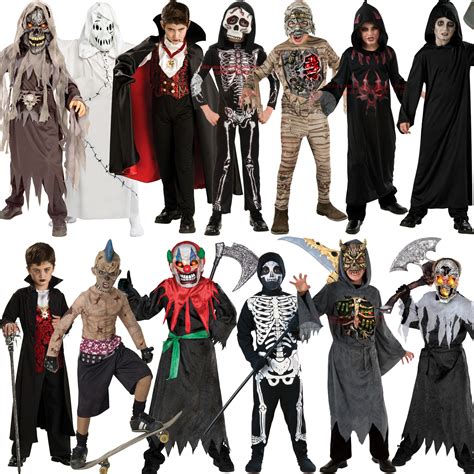 Boys Halloween Outfit Mask Scary Fancy Dress Costume Movie Kids Ghoul ...