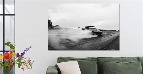 Muscle car burnout by Sim Van Gyseghem on canvas, poster, wallpaper and ...
