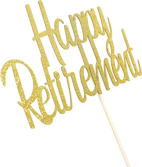 Buy Happy Retirement Cake Topper - Gold Glitter Cake Topper ...