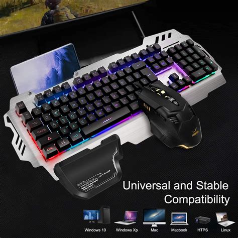 Buy FENIFOX Gaming Keyboard and Mouse, Wired Backlit Rainbow Ergonomic ...