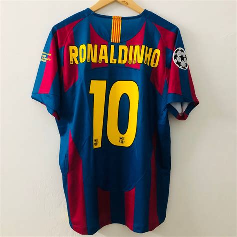 Classical 05 06 Barcelona Home Soccer Jersey MESSI RONALDINHO Men Retro ...