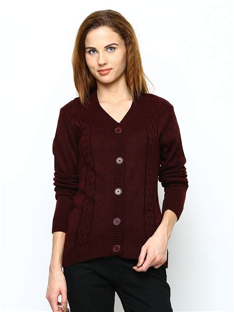 Buy Club York Women Maroon Cardigan - Sweaters for Women 489029 | Myntra