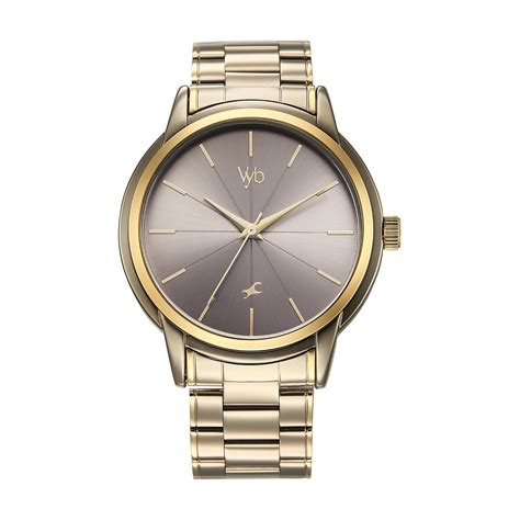 Fastrack Vyb Phantom Quartz Analog Khaki Dial Metal Strap Watch for Men ...