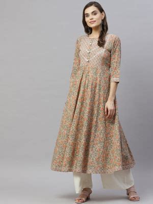Buy Miravan Womens Floral Printed Ankle Length Anarkali Kurta Online