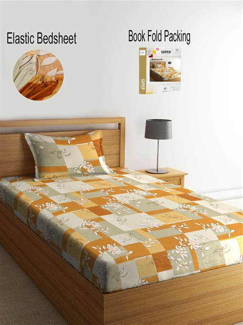 Klotthe Multicolor Floral 400 TC Pure Cotton Fitted Single Bedsheet Se ...