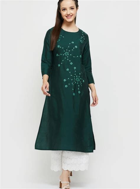 Buy Women Embroidered Straight Kurta Online at just Rs. 1299.0 ...