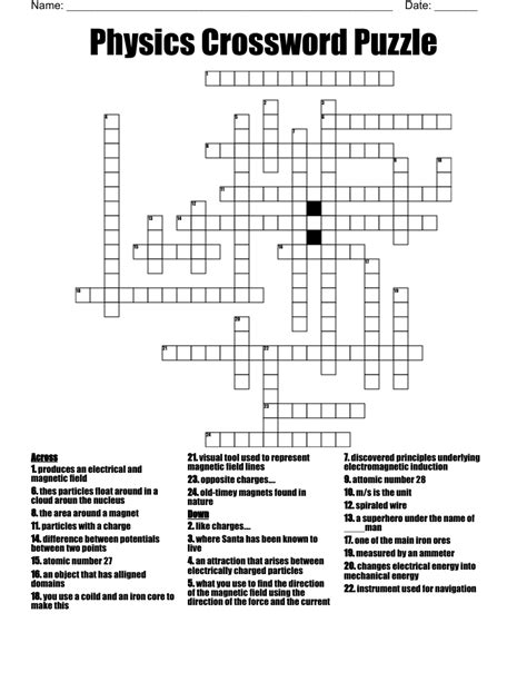 Physics Crossword Puzzle - WordMint
