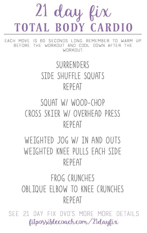 21 Day Fix Total Body Cardio Workout Example