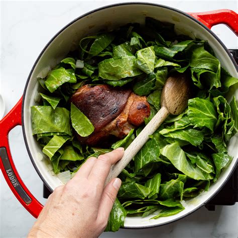 Southern Braised Collard Greens with Ham Hocks - Little Black Skillet