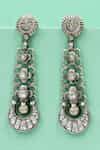 Buy White Gemstones Artisanal Long Silver Earrings by Sangeeta Boochra ...