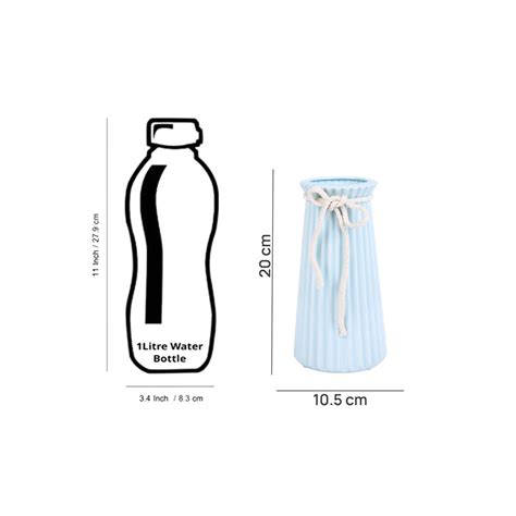 Buy Tayhaa Azure Charm Blue & Beige Striped Ceramic Rope Flower Vase Online