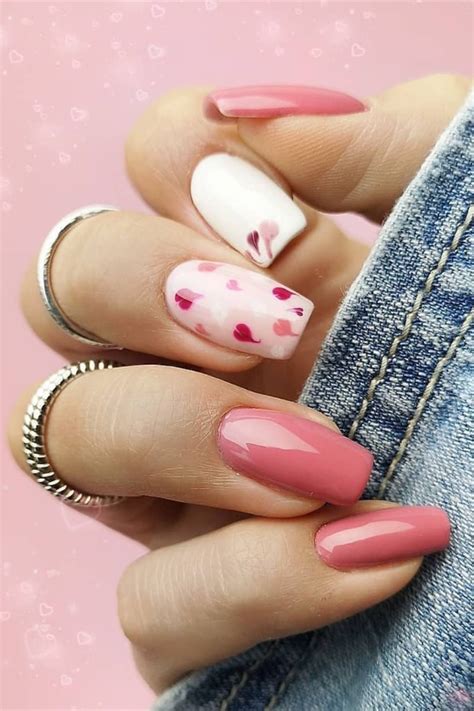 #valentines day nails acrylic glitter | Valentine's day nails, Heart ...