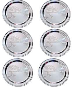Buy WEKTU Stainless Steel Dinner Plates, 18 cm, Set of 6, Silver ...
