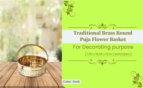 BUYERWELL Traditional Brass Round Shape Puja Basket Flower Basket (Gold ...