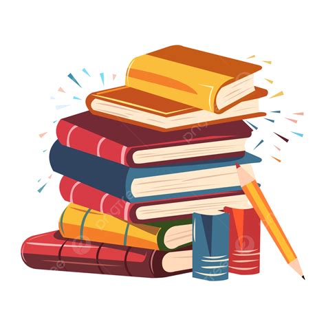 Free Vector Book Lover Composition With Stack Of Colorful Books Pencil ...