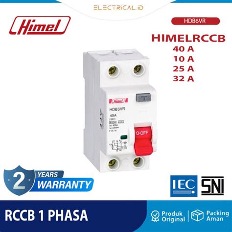 Jual RCCB / ELCB 1P + N 10A - 25A - 32A - 40A HDB6VR Himel - 40A - Kota ...