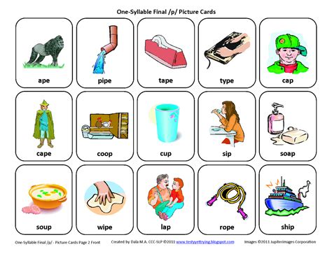 Testy yet trying: Final P: Free Speech Therapy Articulation Picture Cards
