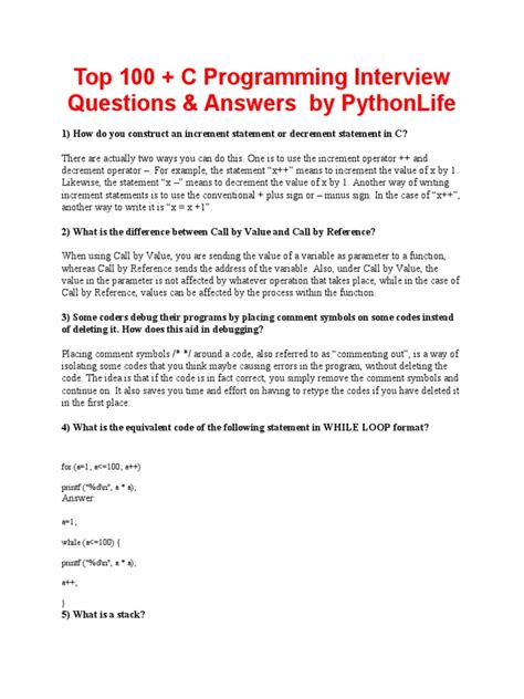 C Programming Interview Questions 的图像结果