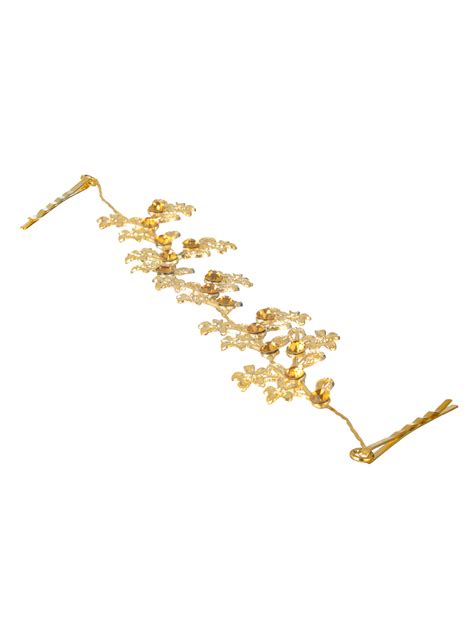 Priyaasi Studded Floral Rose Gold-Plated Tiara Hair Band