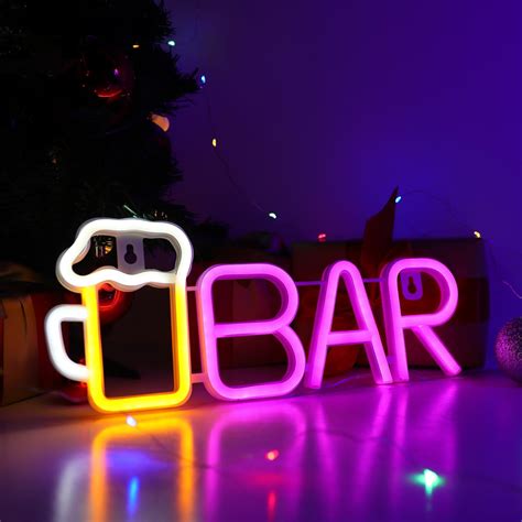 ENUOLI Neon Bar Signs,Beer LED Neon Light for Wall Decor, USB/Battery ...