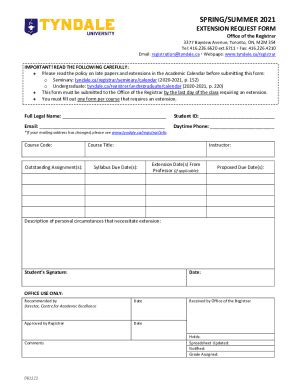 Fillable Online undergraduate studies winter 2021 extension request ...