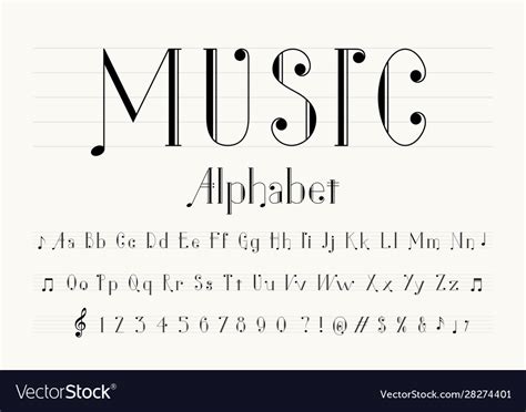 Music font Royalty Free Vector Image - VectorStock