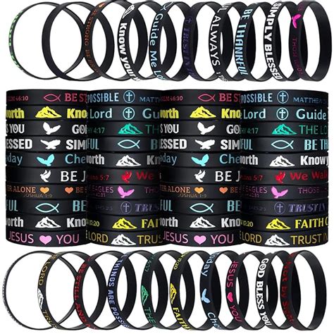 Bible Bracelets Rubber Verse Bracelets Inspirational Silicone Wristband ...
