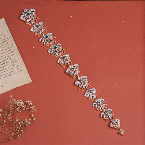 Silver Stone-Studded Jada with Pearl Hangings – Padmam