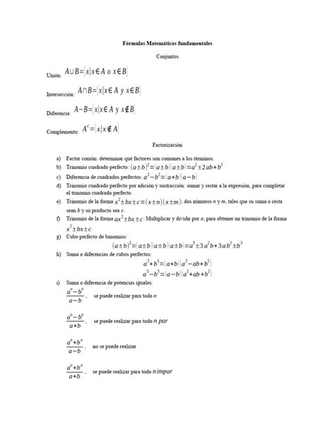 Image result for Formulas Matematicas Basicas