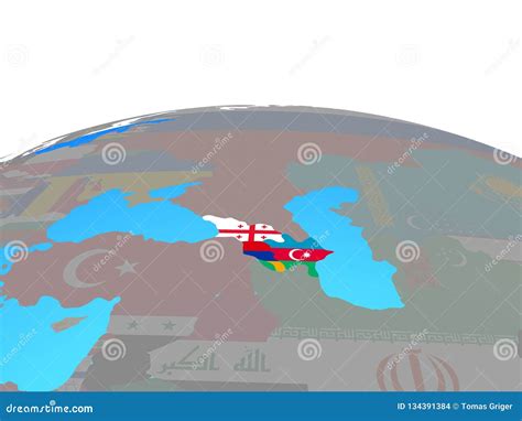 Map of Caucasus Region with Flags on Globe Stock Illustration - Illustration of caucasus, symbol ...
