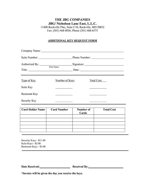 Fillable Online woodglenofficepark Key form-Woodglen ...