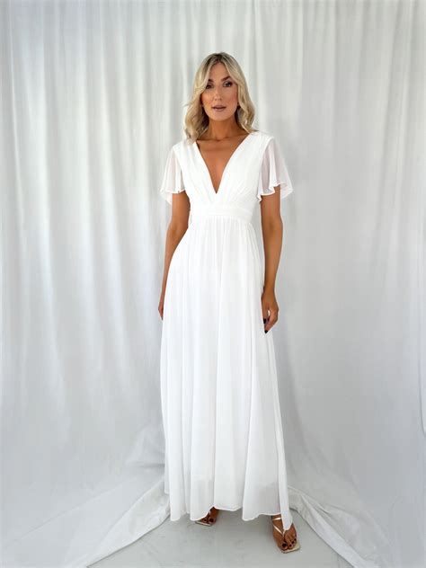 Tacha Short Sleeves Maxi Dress - White – mykindofdress