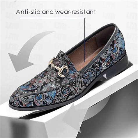 Men's Jacquard Fabric Floral Pattern Lace-Up Oxford Shoes with Leather ...