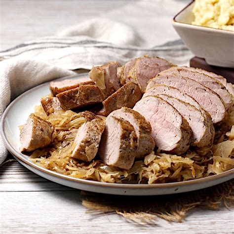 Roasted Pork Tenderloin with Sauerkraut - Domestic Dreamboat