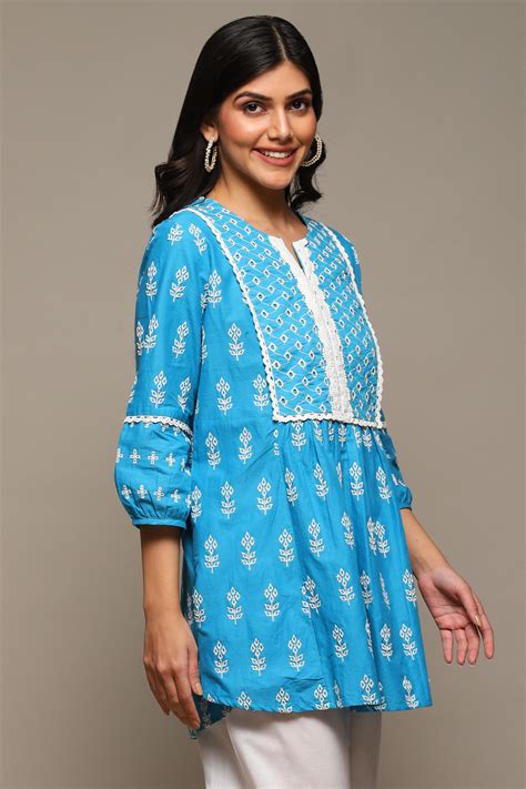 Blue Cotton Embroidred Kurti