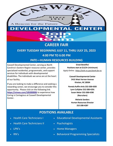 Event: Caswell Developmental Center hosting Job Fair — Neuse News