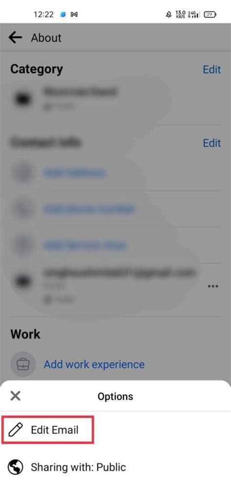 Image result for Modifier Email Facebook