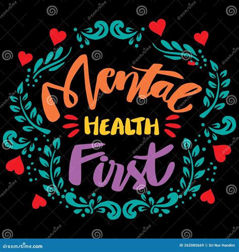 Mental Health First Hand Lettering. Stock Illustration - Illustration ...