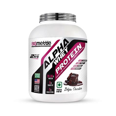 Getmymettle Alpha Whey Protein Powder, Belgian Chocolate (2kg / 4.4lbs ...
