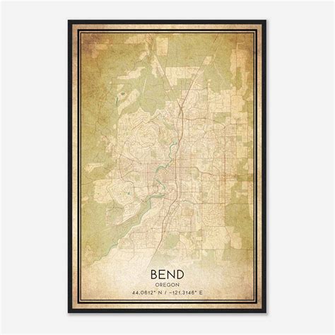 Vintage Bend Oregon Map Poster, Modern Home Decor Wall Art Print ...