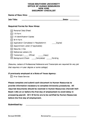Fillable Online tsu Personal Data Sheet I-9 Form I-9 Identification ...