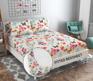 Decent Home 240 TC Cotton Double Floral Fitted (Elastic) Bedsheet - Buy ...