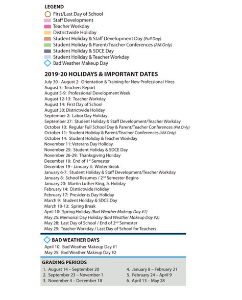 Mansfield Legacy High School - School District Instructional Calendar ...