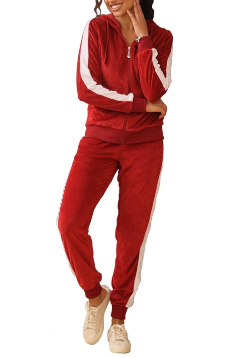 Facitisu Womens Velour Sweatsuit 2 Piece Velvet Tracksuit Sets for sale ...