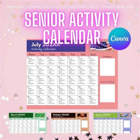Activities Calendar, Senior Activity Calendar, Nursing Home Activities ...
