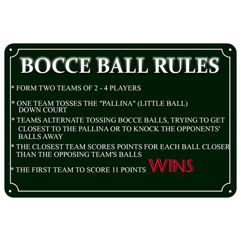 Amazon.com: Bocce Ball Rules Vintage Metal Tin Sign Scoring Rules ...