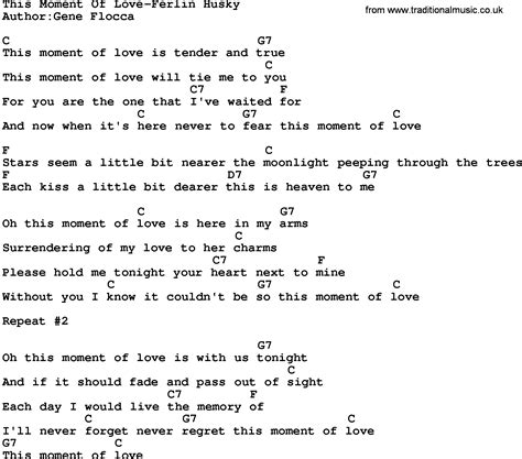 Country Music:This Moment Of Love-Ferlin Husky Lyrics and Chords