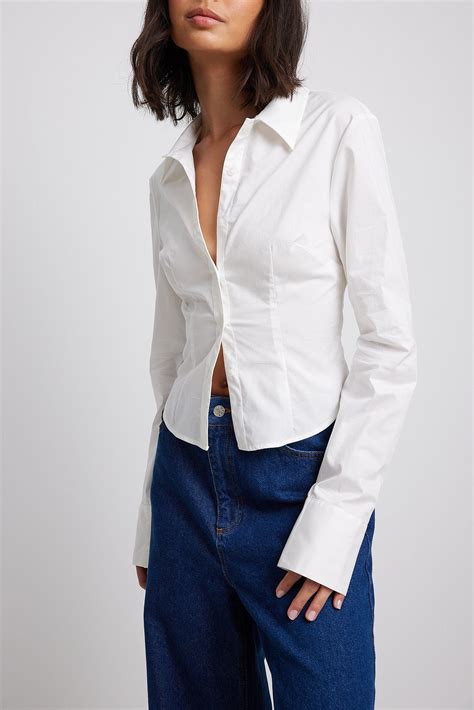 Fitted Shirt White | White shirts women, Shirt outfit women, Collared ...