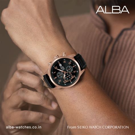 AM3A14X1 Classic Black & Gold Dial Chronograph Watch – ALBA WATCHES INDIA